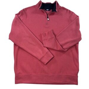 Lands End 1/4 Zip Pullover Coral Ribbed Collar Long Sleeve Men L Minimalist NWOT